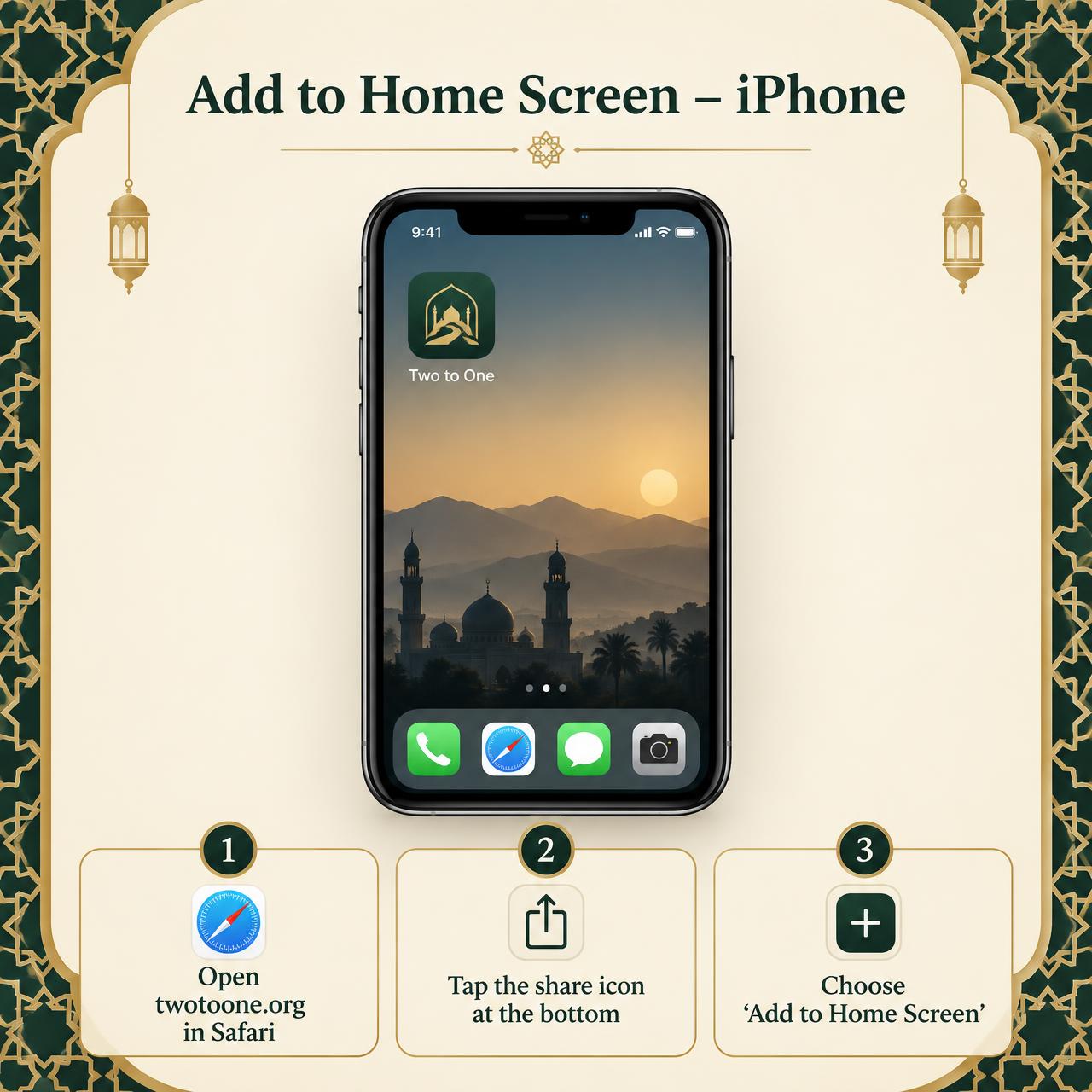 iPhone showing the Two Into One app on its home screen
